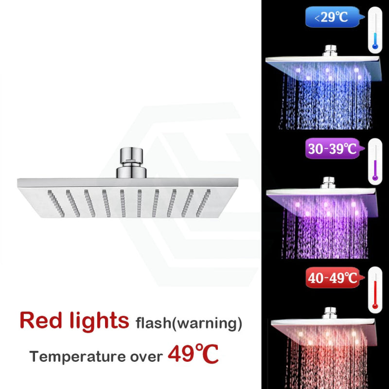 200Mm 8 Inch Solid Brass Square Chrome Led Rainfall Shower Head