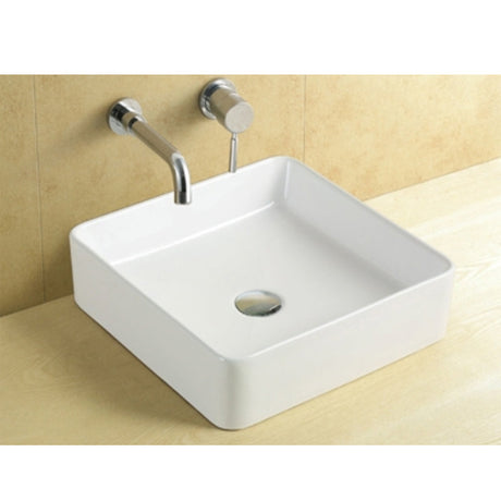 360X360X130Mm Square Gloss White Above Counter Top Ceramic Basin Ultra Slim