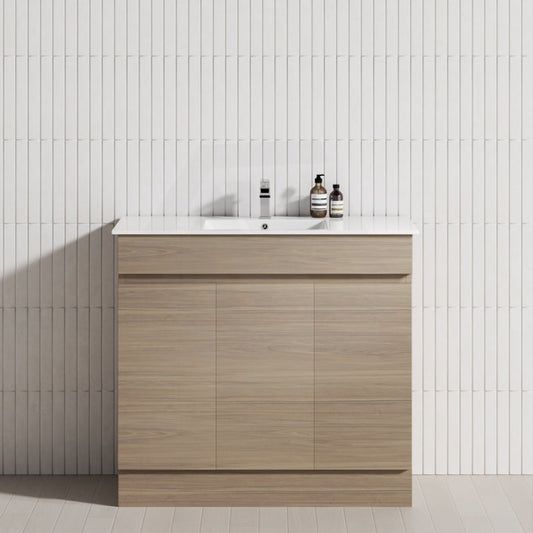 3-Door 900/1200Mm Freestanding Bathroom Vanity With Kickboard Single/Double Multi-Colour Cabinet