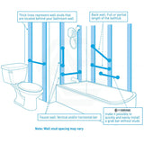 400/450/500/750/1000/1200/1500mm Satin Stainless Steel Straight Bar For Handicap Or Disabled Toilet