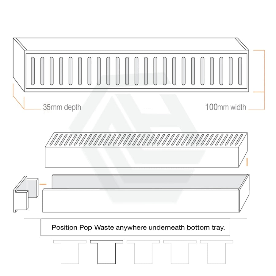 300-3900Mm Lauxes Shower Grate Drain Aluminium Next Generation 35 Any Size Indoor Outdoor