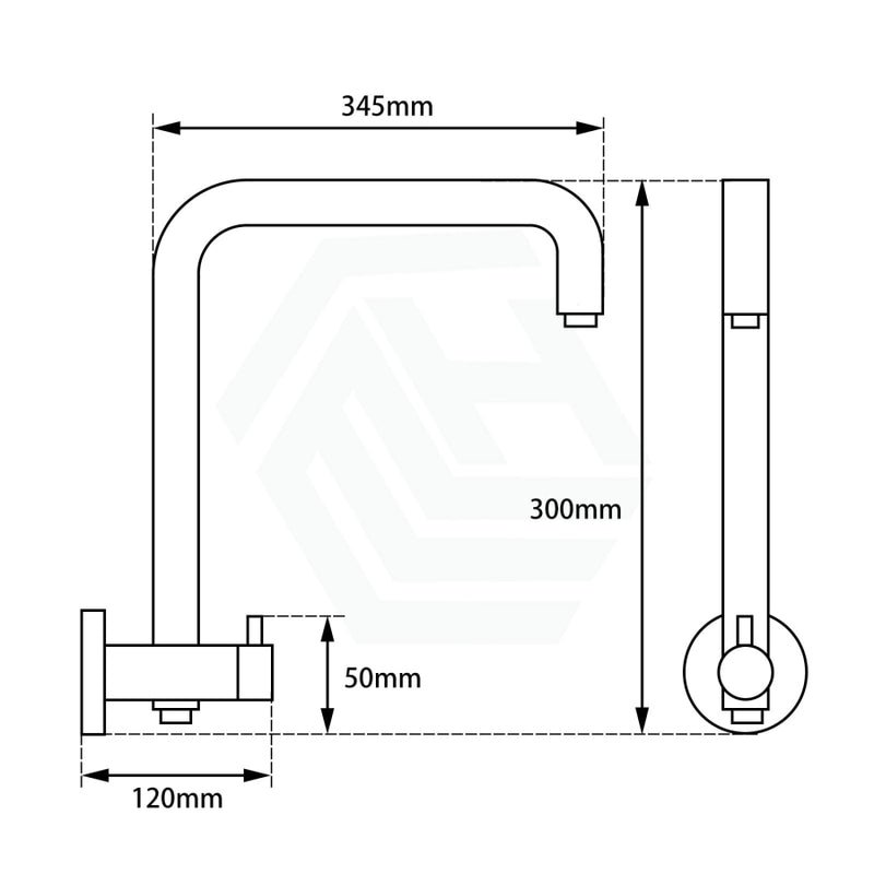 300mm Height Round Chrome Top Water Inlet Twin Shower Rail
