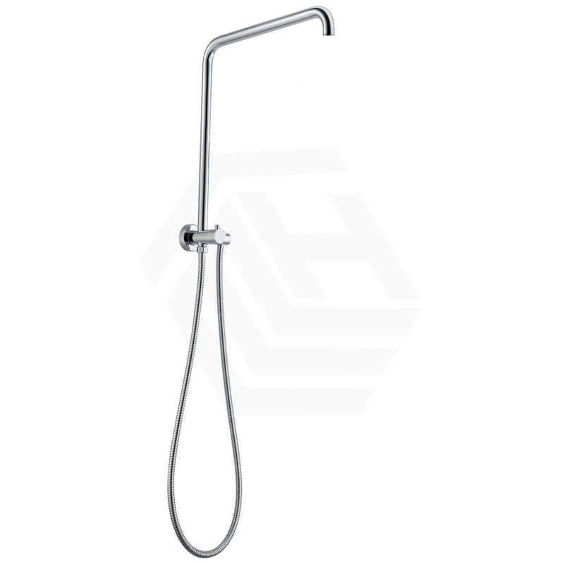 300Mm Height Round Chrome Top Water Inlet Twin Shower Rail