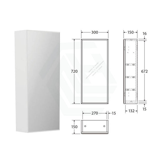 450/600/750/900/1200/1500Mm Wall Hung Mdf Shaving Cabinet White Bevel Mirror For Bathroom 300Mm