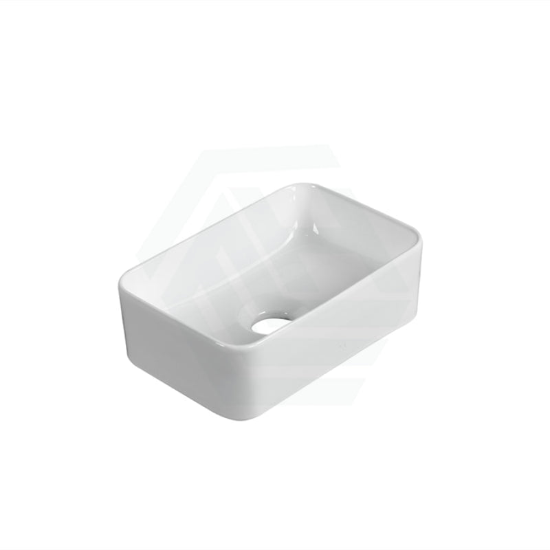300X200X100Mm Rectangle Mini Above Counter Ceramic Basin Gloss White For Bathroom