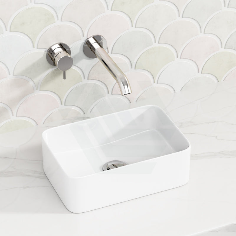 300X200X100Mm Rectangle Mini Above Counter Ceramic Basin Gloss White For Bathroom Basins