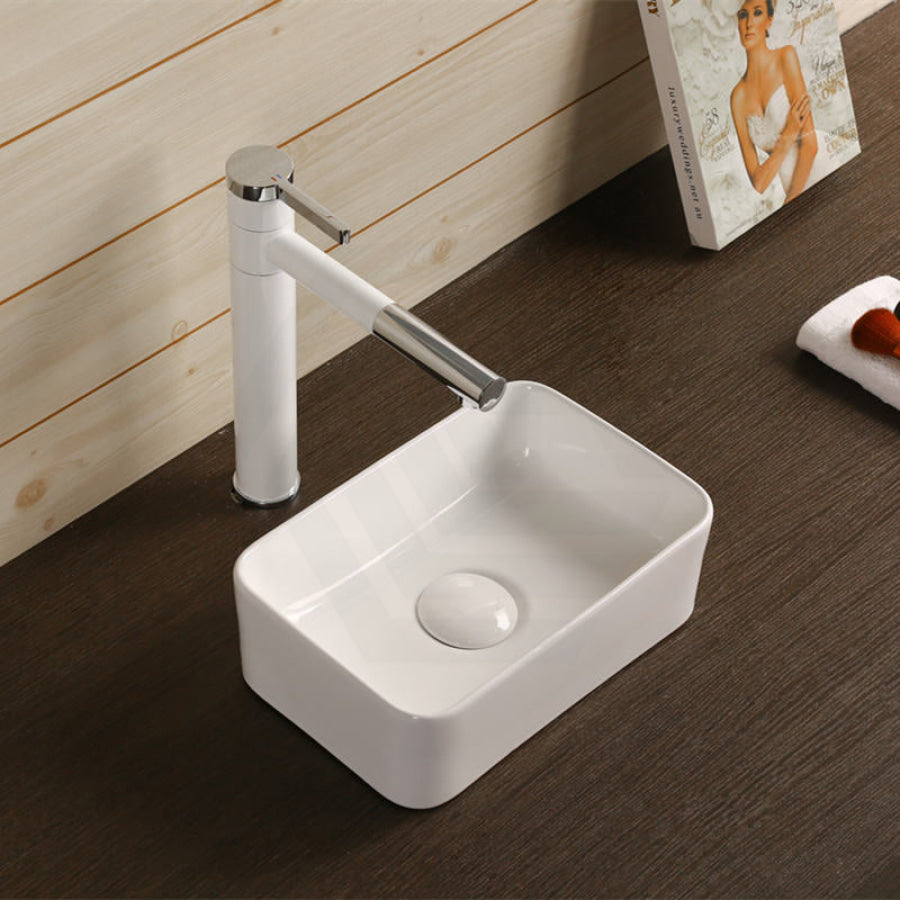 Above Counter Basin Mini Rectangle Ceramic Gloss White - MyHomeware