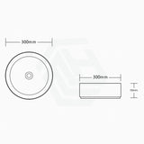 300X300X110Mm Above Counter Ceramic Basin Matt White Round For Bathroom