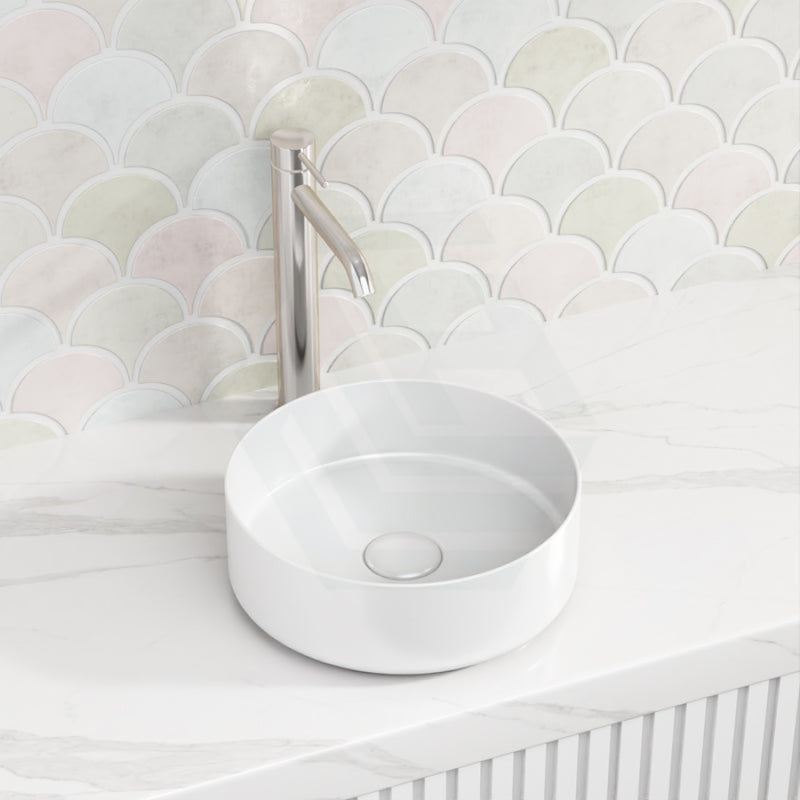 310X310X110Mm Above Counter Ceramic Basin Gloss White Round Shape For Bathroom Basins