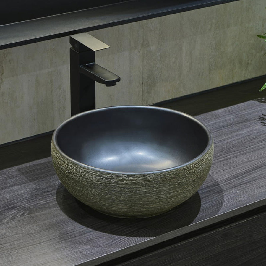 340X340X140Mm Round Porcelain Above Counter Basin Bathroom Wash Art
