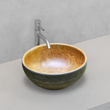 Above Counter Porcelain Basin Round Pumkin Green