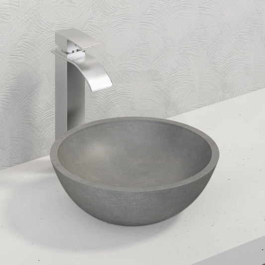 360Mm Round Matte Grey Above Counter Concrete Basin Waste Included Basins