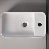 360X195X120Mm Fluted Rectangle Gloss White Above Counter Basin Ceramic With Tap Hole Basins