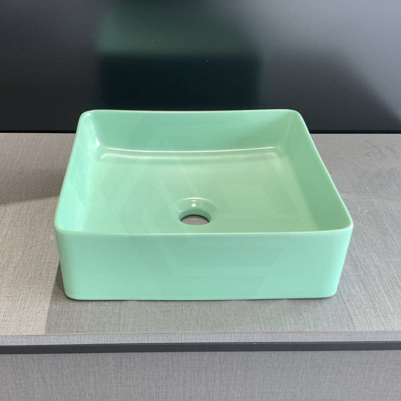360X360X110Mm Square Antique Green Above Counter Top Ceramic Basin Wash