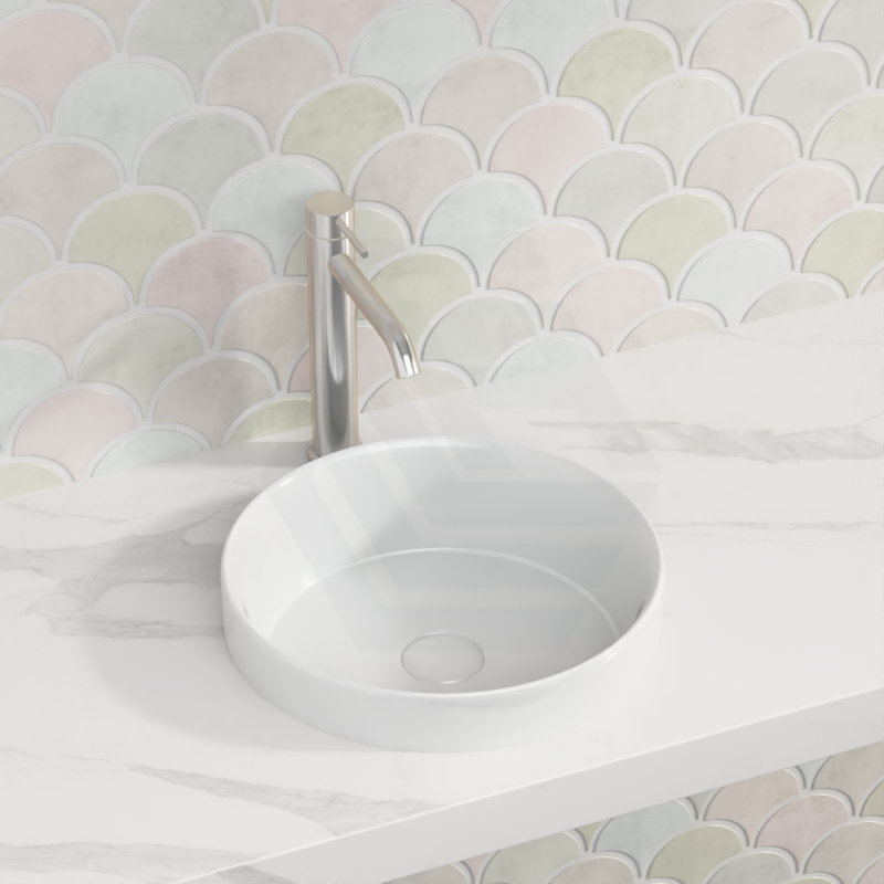 360X360X115Mm Gloss White Ceramic Drop In Basin Round Inset Wash Basins