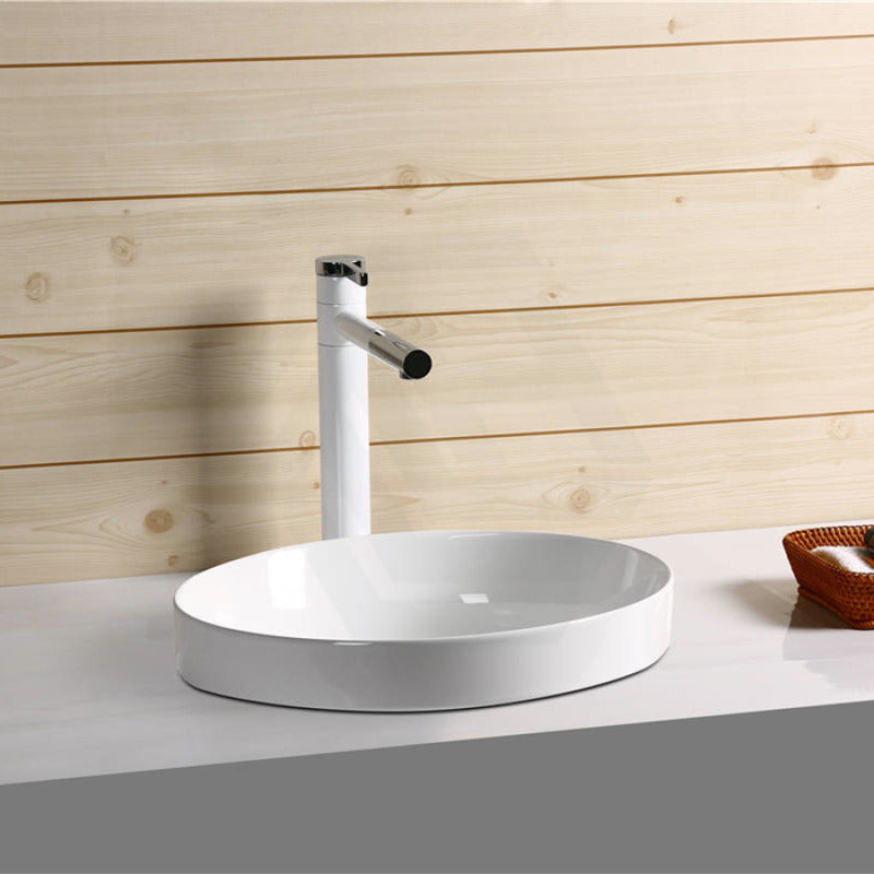 360X360X115Mm Gloss White Ceramic Drop In Basin Round Inset Wash