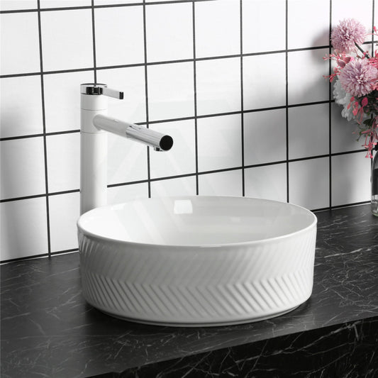Above Counter Basin Round Ceramic Diagonal Gloss White