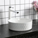 Round Above Counter Basin Lattice Ceramic Gloss White