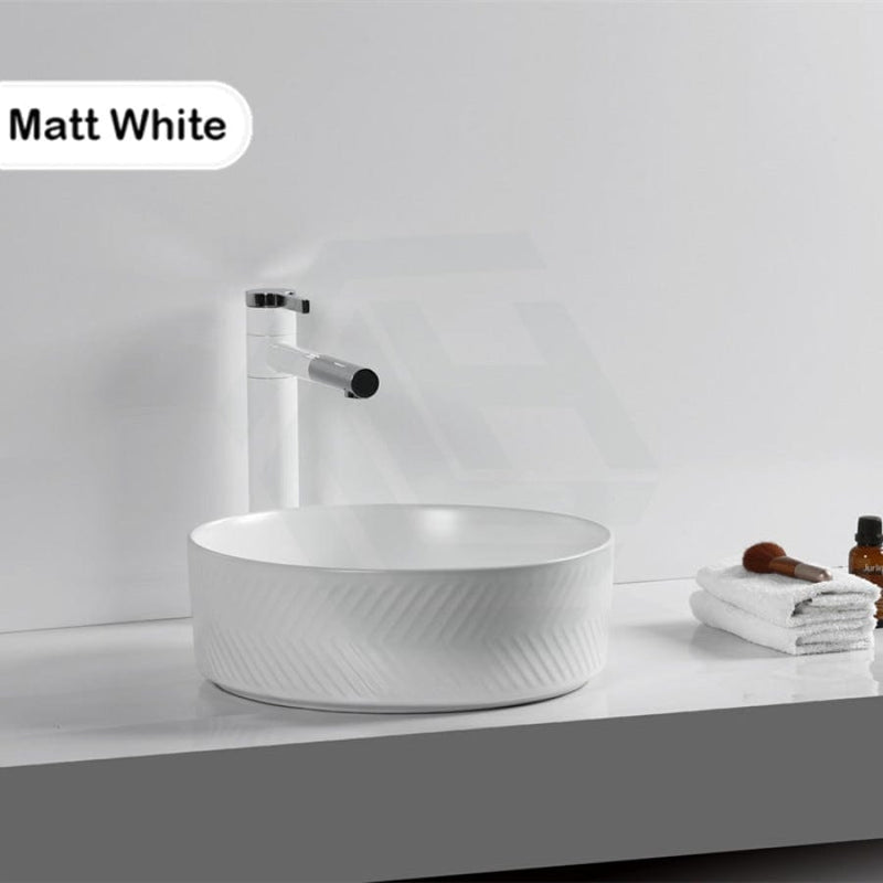 Above Counter Basin Round Ceramic Diagonal Matt White