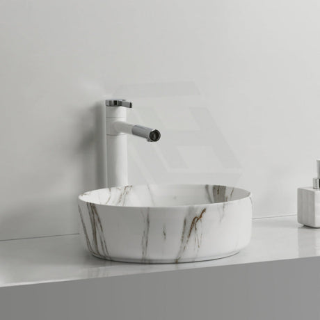 360X360X120Mm Ceramic Basin Above Counter Round Carrara Marble Matt White Black Basins