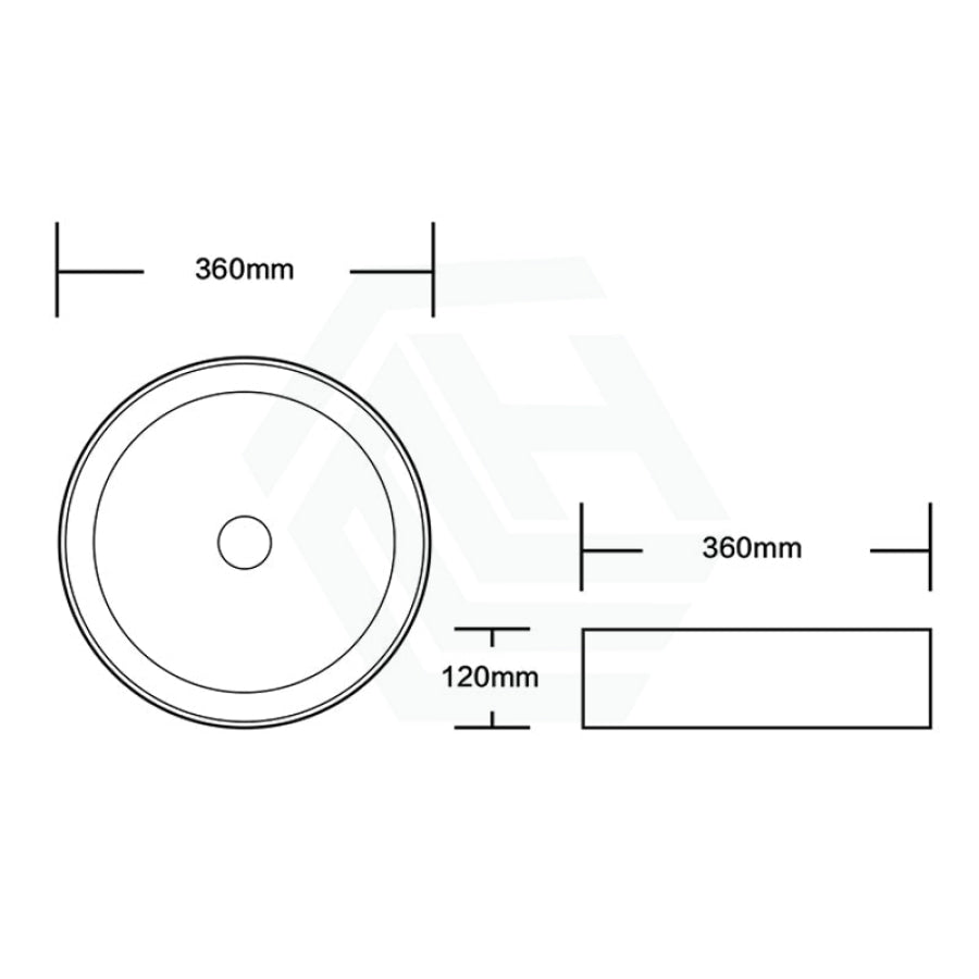 360X360X120Mm Ceramic Basin Above Counter Round Carrara Marble Matt White Basins