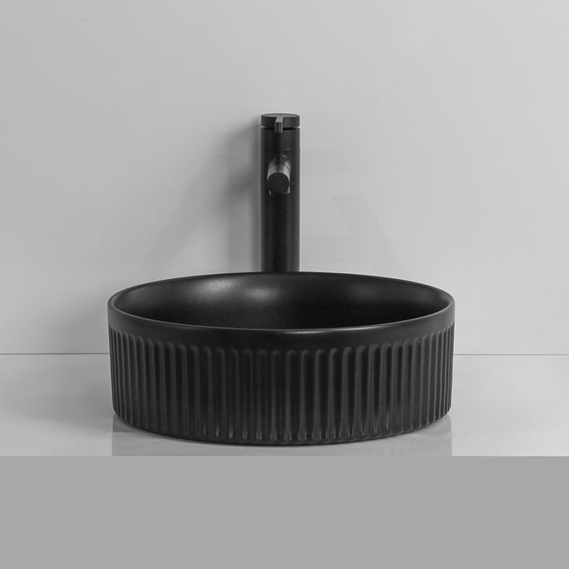 360x360x160mm Round Above Counter Ceramic Basin Matt Black