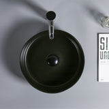 360X360X120Mm Round Above Counter Ceramic Basin Matt Black Surface For Bathroom