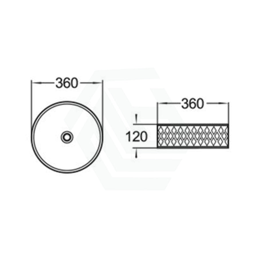 360X360X120Mm Round Matt Black & White Above Counter Ceramic Basin Other Colour Basins