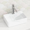 365X255X110Mm Rectangle Gloss White Ceramic Above Counter Basin With Overflow Hole Basins