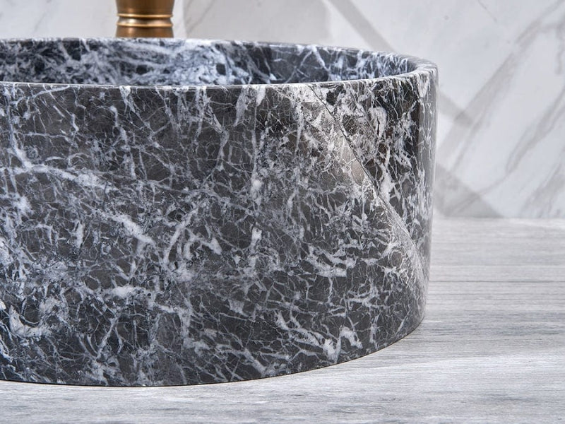 370X370X150Mm Above Counter Basin Marble Surface Antique Vintage Bathroom Round Stone Wash