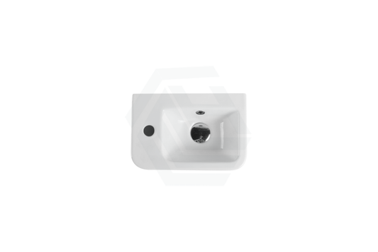 375X255X125Mm Mini Rectangle Gloss White Wall Hung Ceramic Basin Left Or Right Tap Hole Available