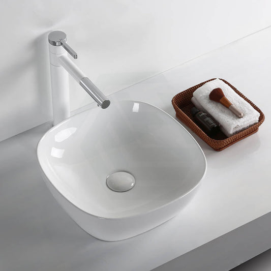 Above Counter Basin Round Edged Square Gloss White