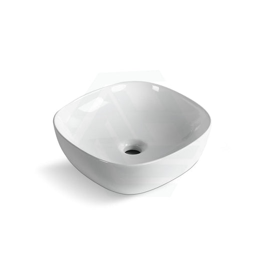 375X375X120Mm Round-Edged Square Gloss White Ceramic Above Counter Bathroom Basin Ultra Slim