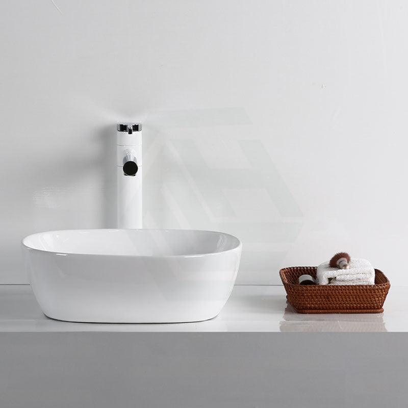 375X375X120Mm Round-Edged Square Gloss White Ceramic Above Counter Bathroom Basin Ultra Slim