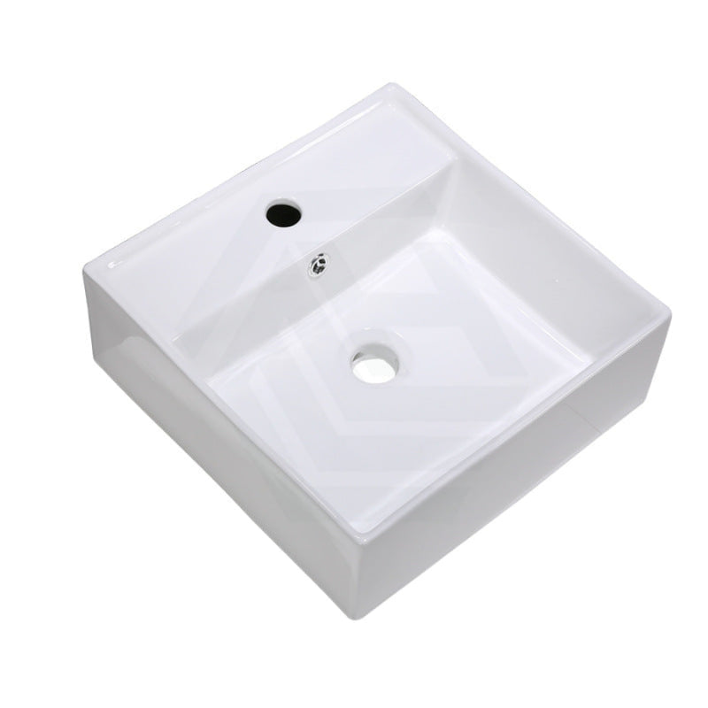 375X375X130Mm Above Counter/wall-Hung Square White Ceramic Basin One Tap Hole