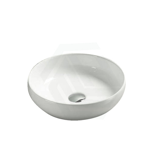 378X378X110Mm Bathroom Wash Basin Round Above Counter Gloss White Ceramic