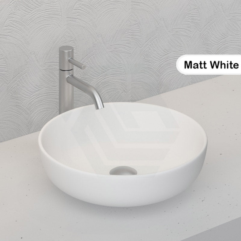 Round Above Counter Ceramic Basin Matt White