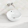 380X380X150Mm Round Above Counter Gloss White Ceramic Basin With Overflow Basins