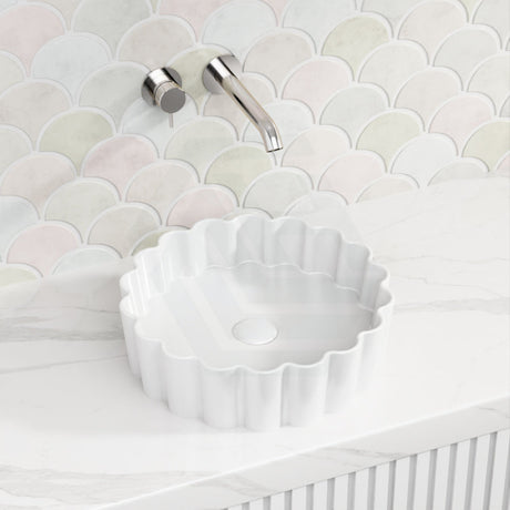 385X385X110Mm Above Counter Ceramic Basin Gloss White Special Shape For Bathroom Basins