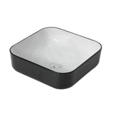 385X385X135Mm Square Matt White & Black Above Counter Ceramic Basin