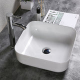 385X385X140Mm Square Above Counter Gloss White Ceramic Basin For Bathroom Basins