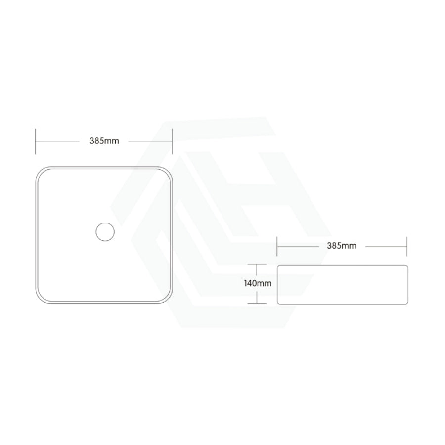 385X385X140Mm Square Above Counter Gloss White Ceramic Basin For Bathroom Basins