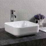 385X385X140Mm Square Above Counter Gloss White Ceramic Basin For Bathroom Basins