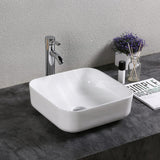 385X385X140Mm Square Above Counter Gloss White Ceramic Basin For Bathroom Basins