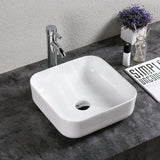 385X385X140Mm Square Above Counter Gloss White Ceramic Basin For Bathroom Basins
