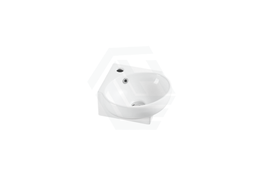 390X365X130Mm Mini Corner Basin Gloss White Wall Hung Ceramic Basins