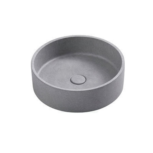 390X390X120Mm Round Above Counter Concrete Basin Grey Mist Pop Up Waste Included Basins