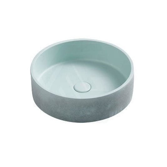 390X390X120Mm Round Above Counter Concrete Basin Pastel Mint Pop Up Waste Included Basins