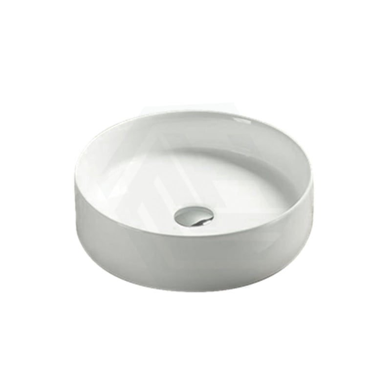 394X394X115Mm Bathroom Wash Basin Round Above Counter Gloss White Ceramic