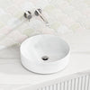 394X394X115Mm Bathroom Wash Basin Round Above Counter Gloss White Ceramic Basins